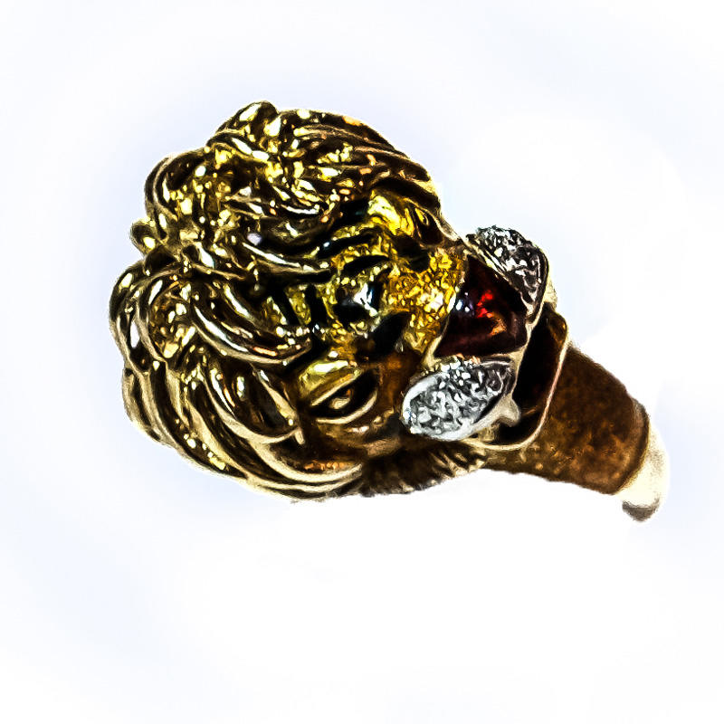 Gold Tiger Head Ring